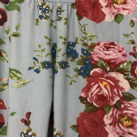 Blue Floral Rose Ultra Soft Leggings One Size - Picture 2 of 6